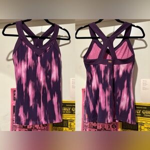 Lucy V Neck Racerback Athletic Tank Top Built in Bra Tie Dye Spring Summer Yoga